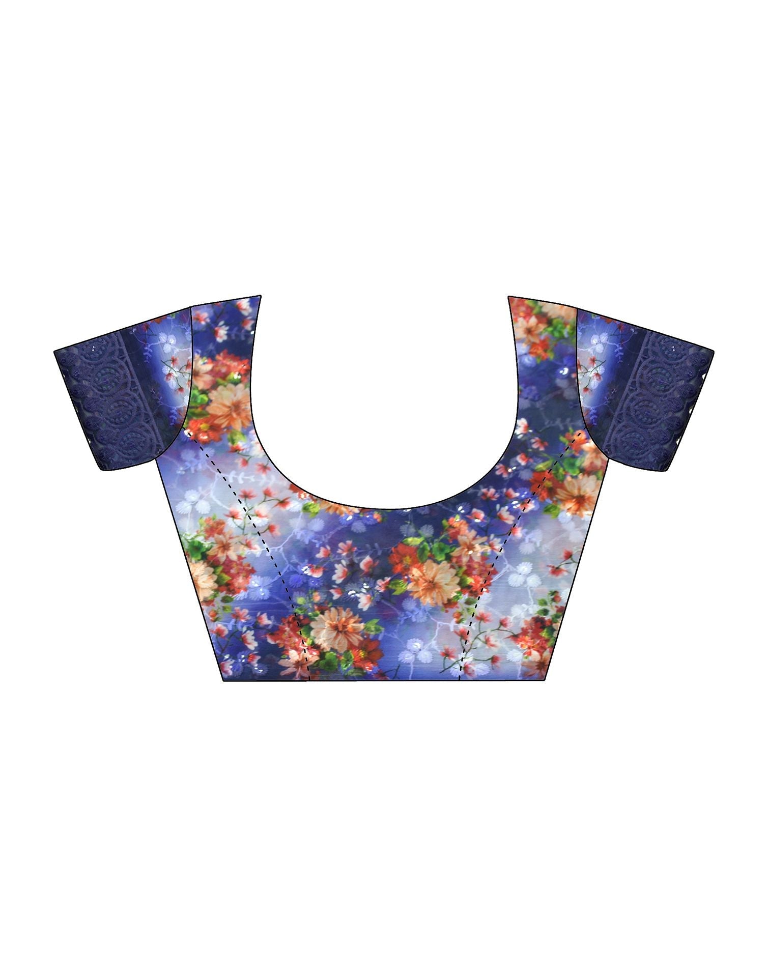 Navy Blue Zari Stripe Plain Georgette Saree | Leemboodi