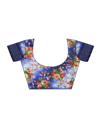 Navy Blue Zari Stripe Plain Georgette Saree | Leemboodi