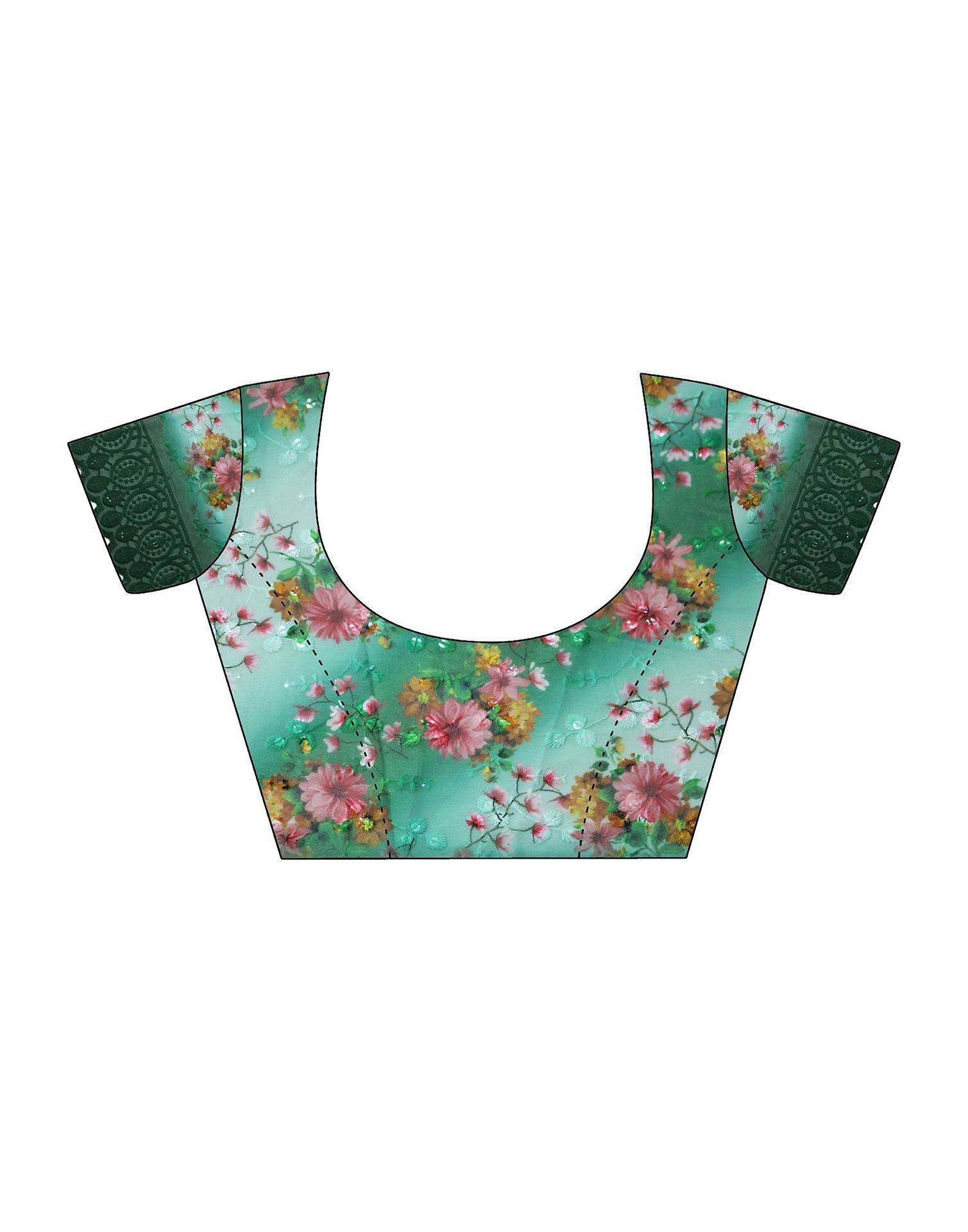 Green Zari Stripe Plain Georgette Saree | Leemboodi