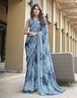 Light Blue Floral Printed Georgette Saree | Leemboodi