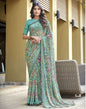 Turquoise Floral Printed Georgette Saree | Leemboodi