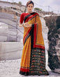 Mustard Yellow Tassel Printed Cotton Saree | Sudathi