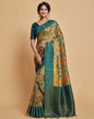 Yellow Floral Printed Viscose Silk Saree | Leemboodi