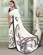 White Printed Silk Saree | Sudathi