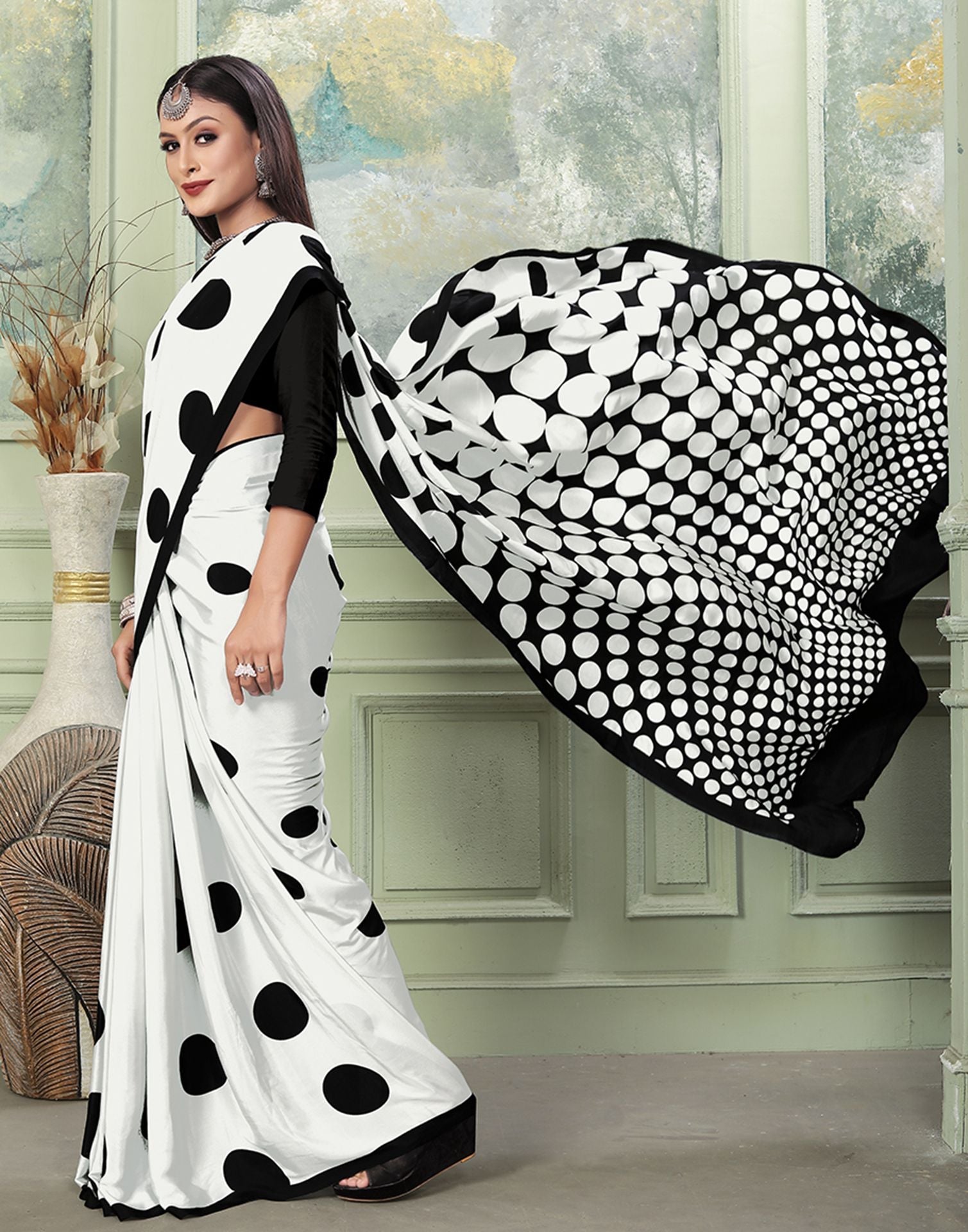 White Printed Silk Saree | Sudathi