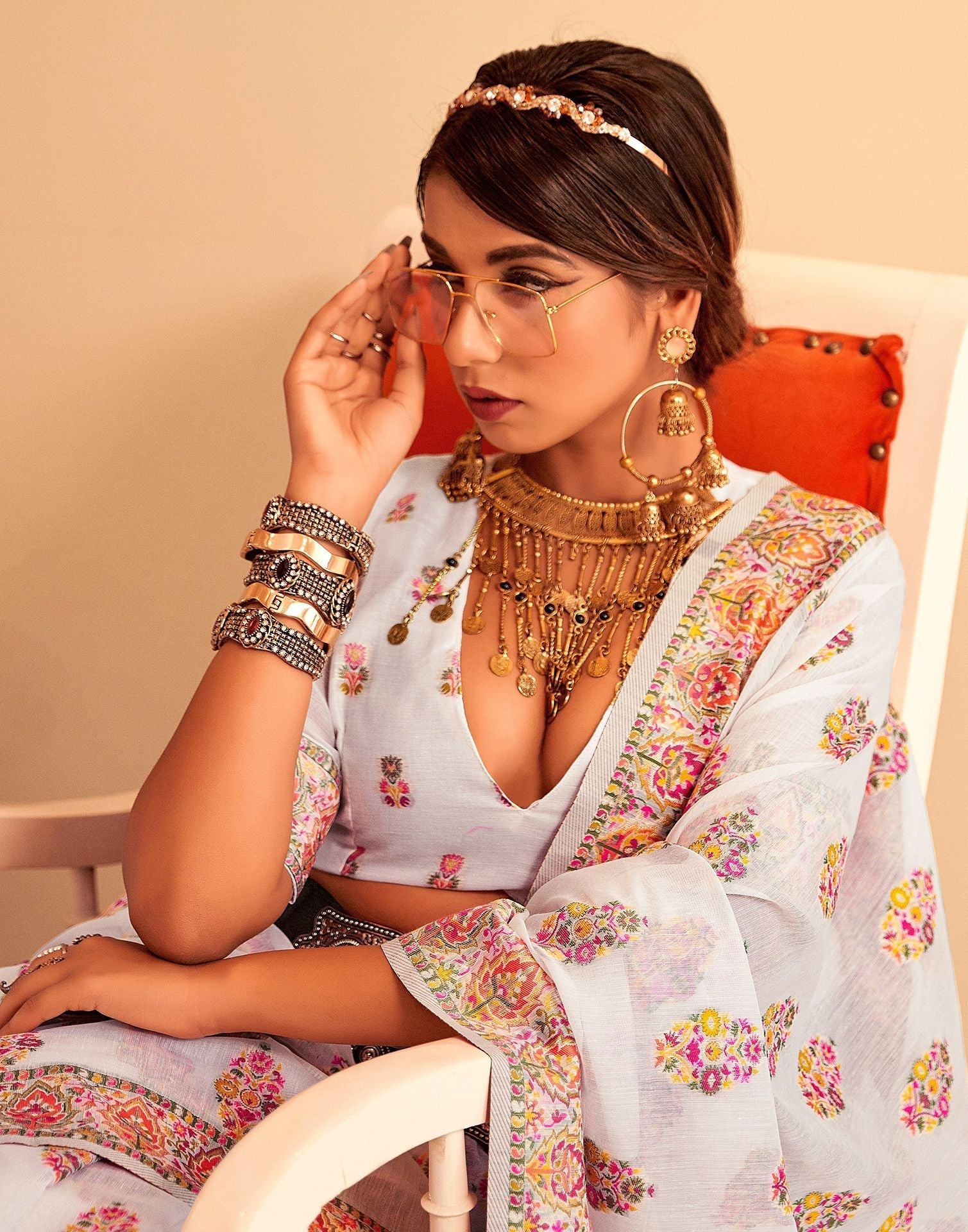 White Cotton Weaving Banarasi Saree | Leemboodi