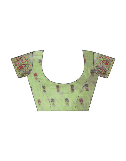 Parrot Green Cotton Weaving Banarasi Saree | Leemboodi