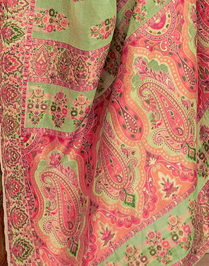 Parrot Green Cotton Weaving Banarasi Saree | Leemboodi