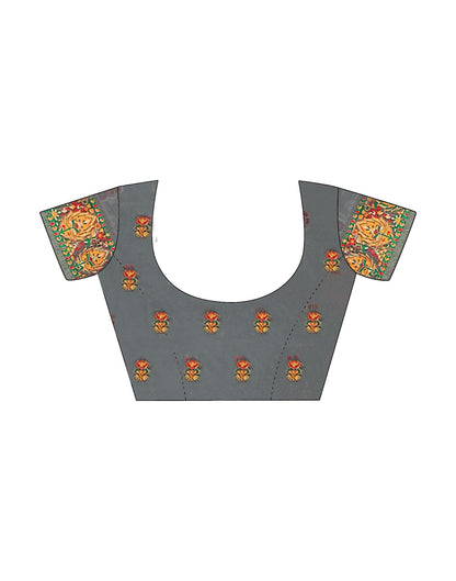 Light Grey Cotton Weaving Banarasi Saree | Leemboodi