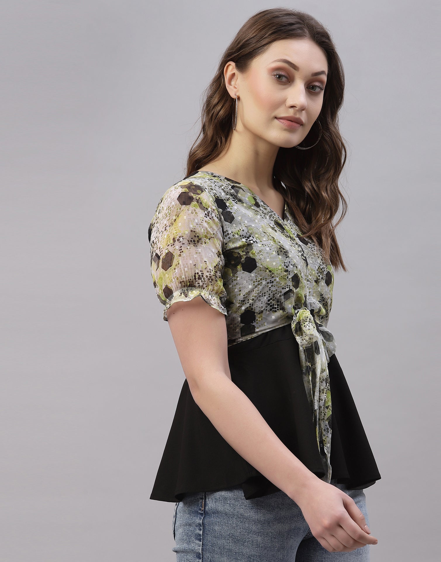 Green And Black Knoted Top | Sudathi