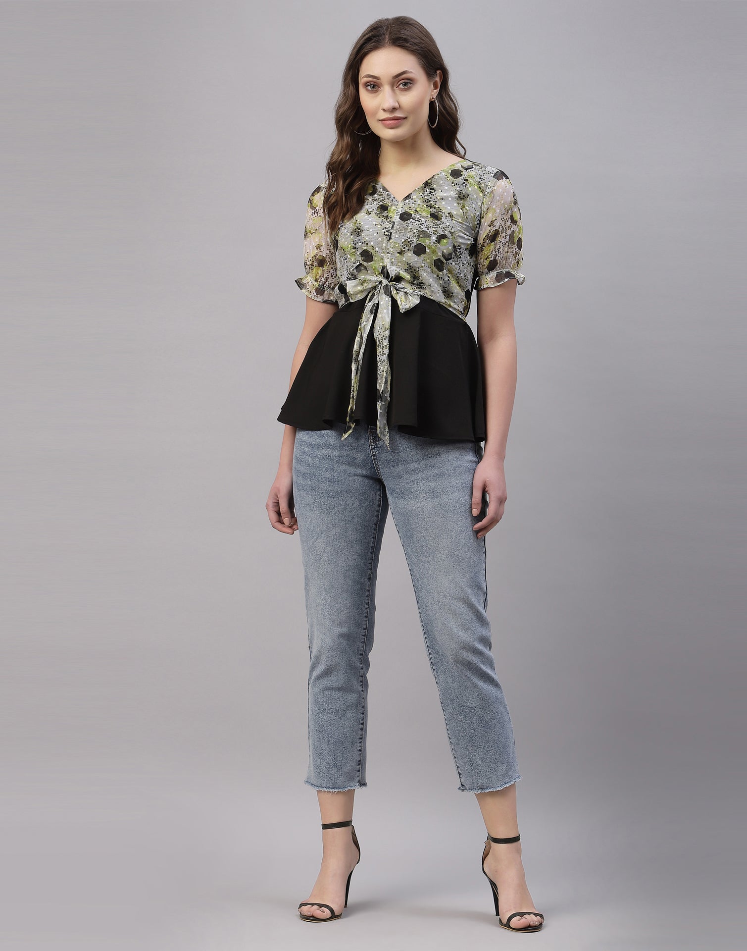 Green And Black Knoted Top | Sudathi