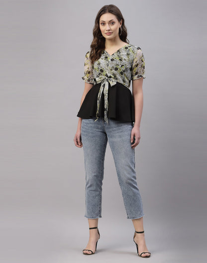 Green And Black Knoted Top | Sudathi