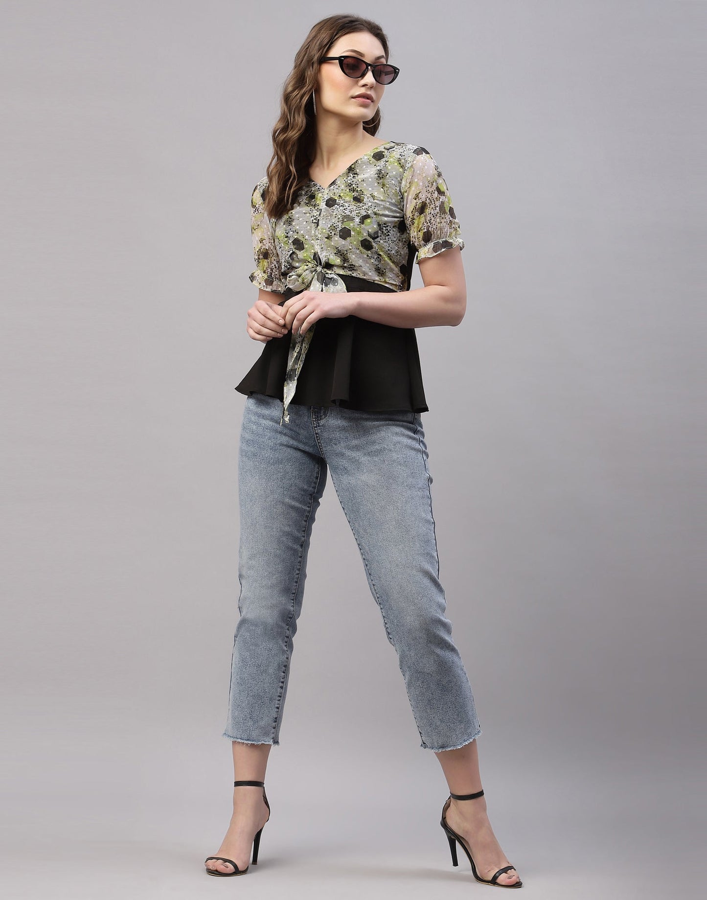 Green And Black Knoted Top | Sudathi