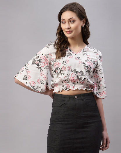 White Crop Smocked Top | Sudathi