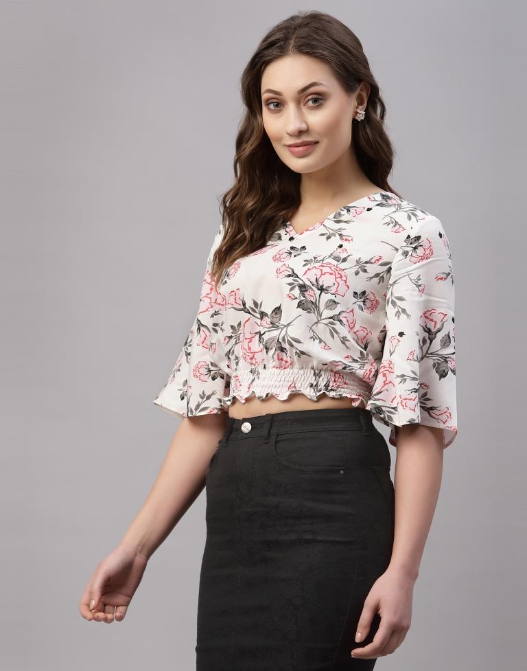 White Crop Smocked Top | Sudathi