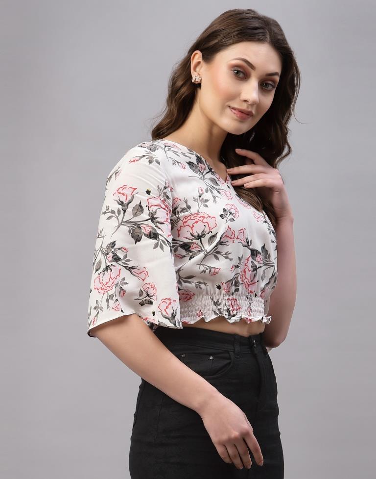 White Crop Smocked Top | Sudathi