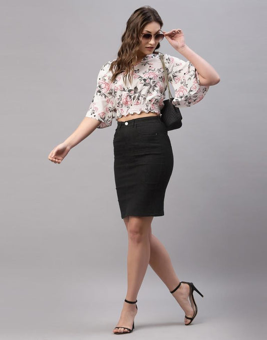 White Crop Smocked Top | Sudathi
