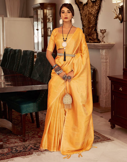 Yellow Jacquard Kanjivaram Silk Saree | Leemboodi