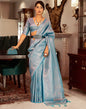 Sky Blue Jacquard Kanjivaram Silk Saree | Leemboodi