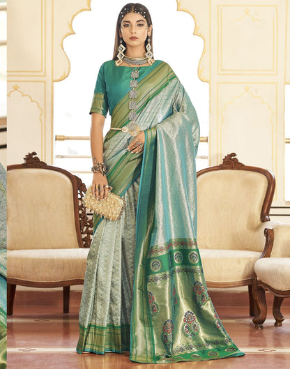 Green Woven Kanjivaram Silk Saree | Leemboodi