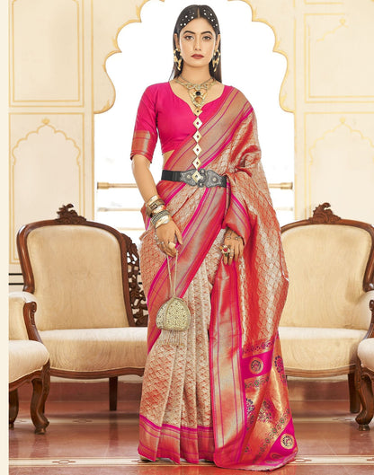 Pink Woven Kanjivaram Silk Saree | Leemboodi