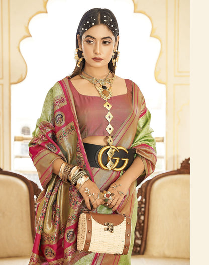 Parrot Green Woven Kanjivaram Silk Saree | Leemboodi