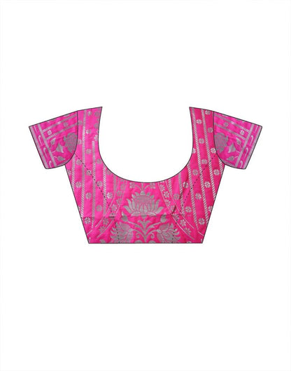 Pink Jacquard Silk Saree