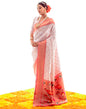 White Jacquard Silk Saree