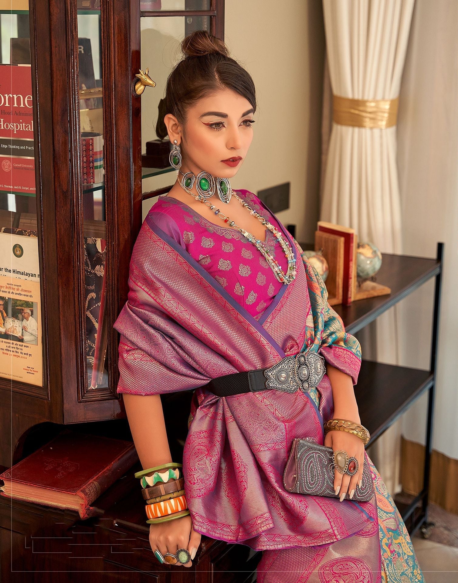 Light Blue Woven Paithani Silk Saree | Leemboodi