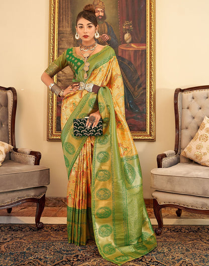 Yellow Woven Paithani Silk Saree | Leemboodi