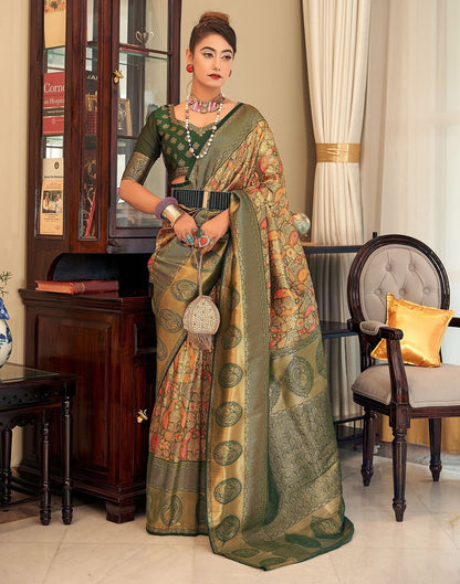 Green Woven Paithani Silk Saree | Leemboodi