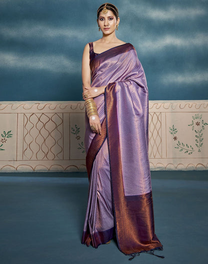 Purple Silk Weaving Kanjivaram Saree With Tassel | Leemboodi