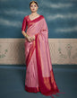 Light Pink Silk Weaving Kanjivaram Saree With Tassel | Leemboodi