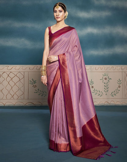 Light Purple Silk Weaving Kanjivaram Saree With Tassel | Leemboodi