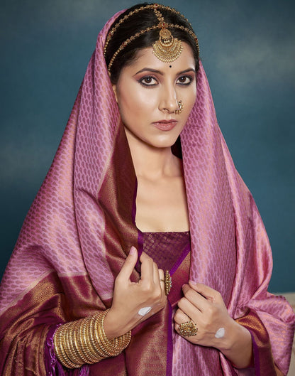 Light Purple Silk Weaving Kanjivaram Saree With Tassel | Leemboodi