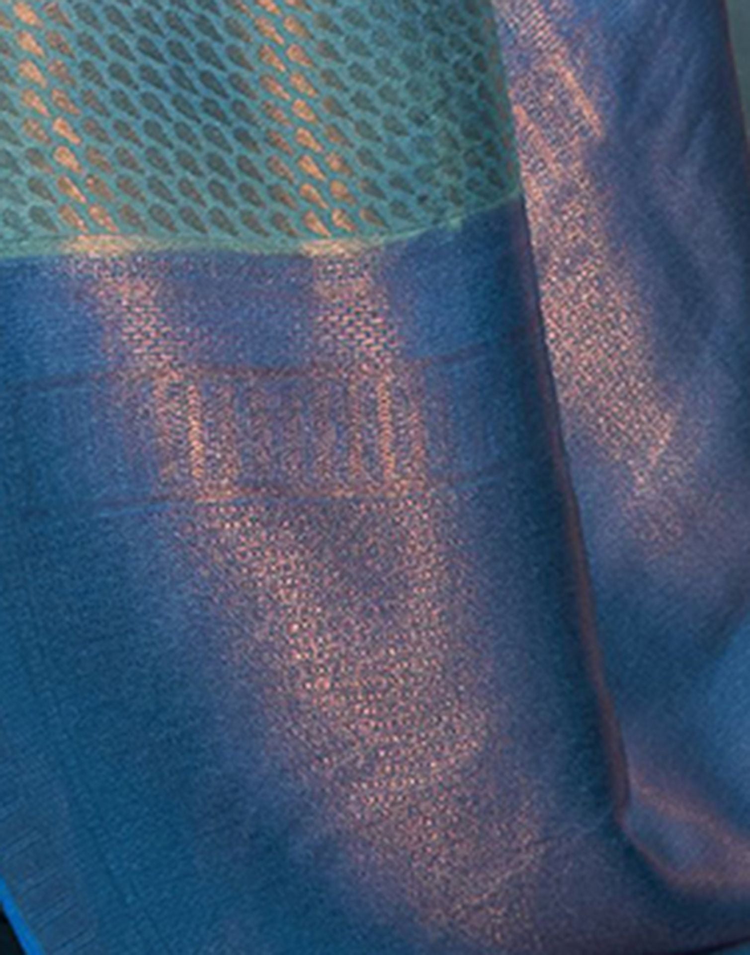 Sku Blue Silk Weaving Kanjivaram Saree With Tassel | Leemboodi