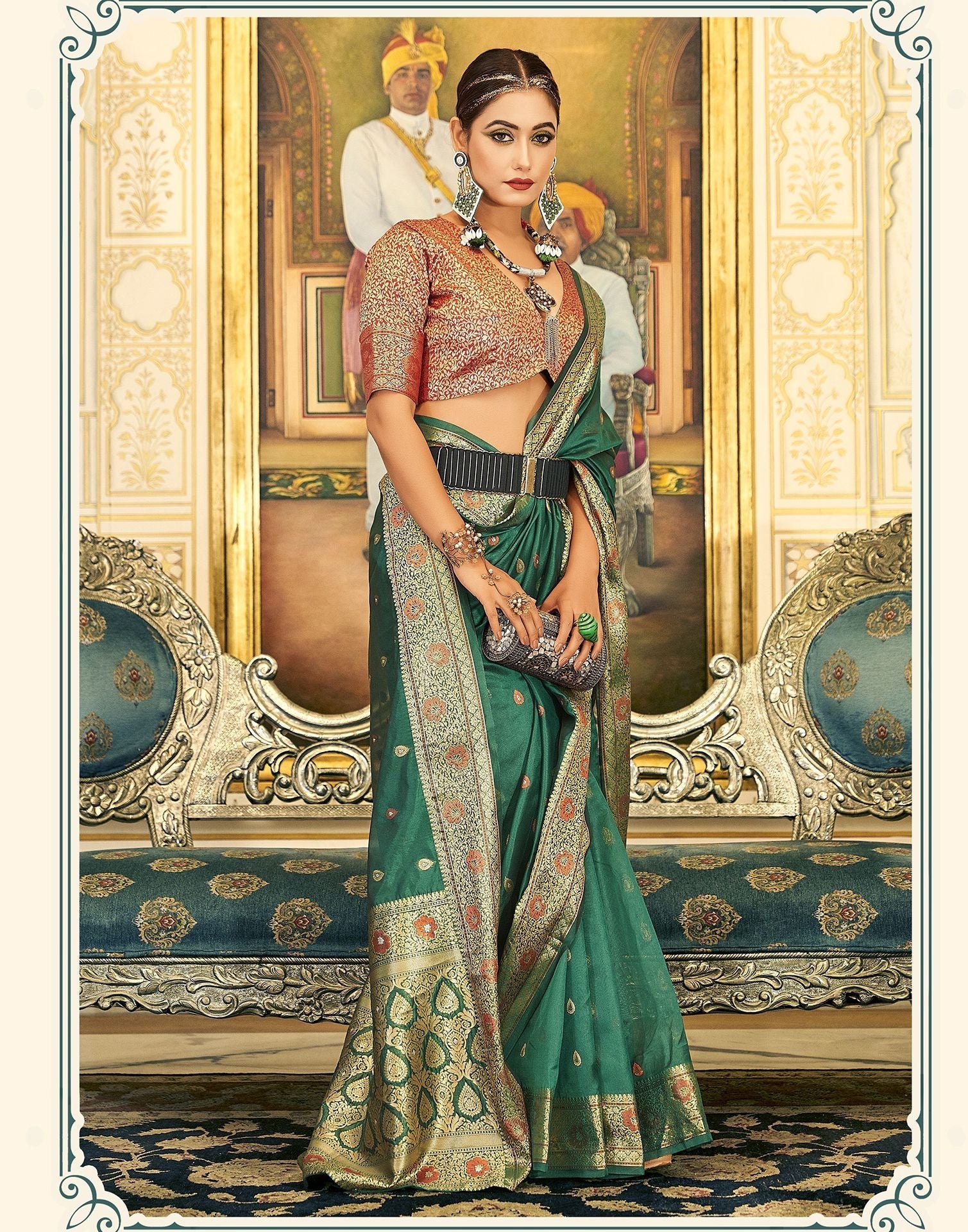 Green Organza Banarasi Saree | Leemboodi
