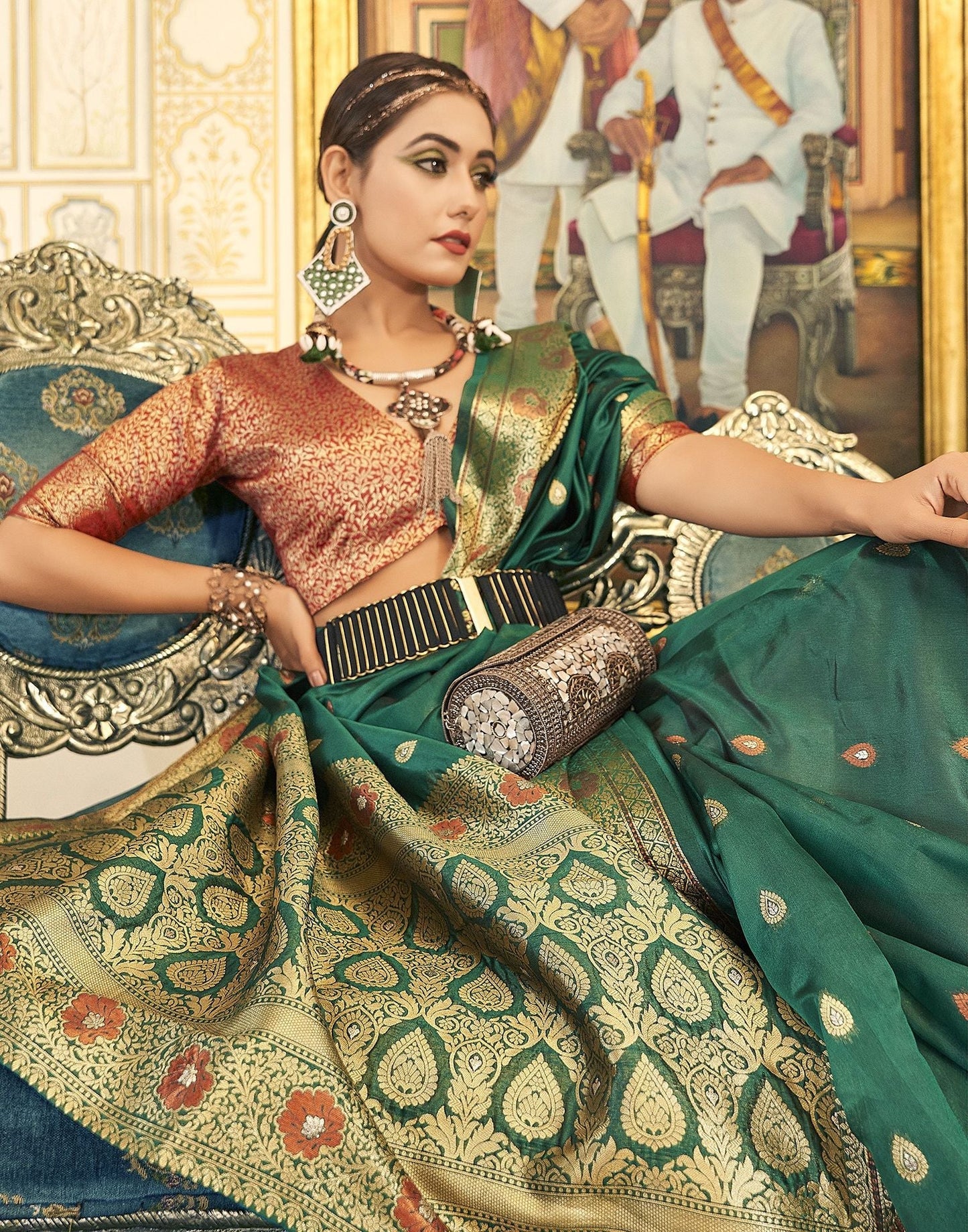 Green Organza Banarasi Saree | Leemboodi