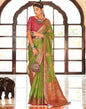 Green Organza Self Woven Banarasi Saree | Leemboodi