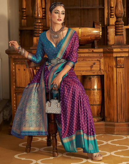 Wine Silk Banarasi Saree | Leemboodi