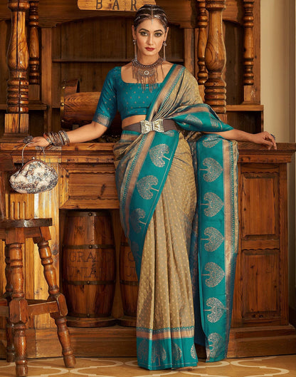 Rama Blue Silk Banarasi Saree | Leemboodi