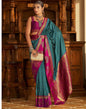 Teal Silk Banarasi Saree | Leemboodi