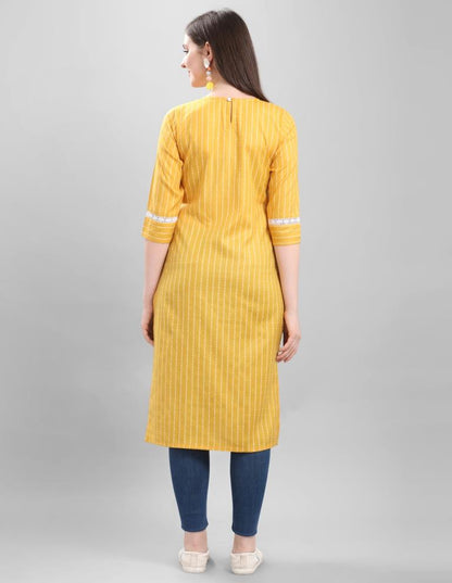 Ravishing Yellow Coloured Self Design Cotton Kurti | Sudathi