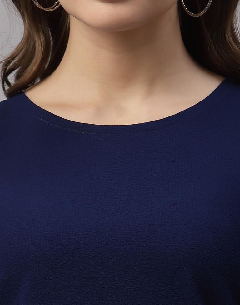 Navy Blue Puff Sleeve Top | Sudathi