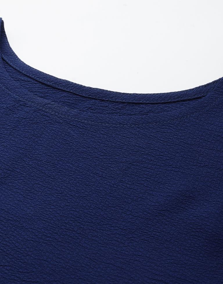 Navy Blue Puff Sleeve Top | Sudathi