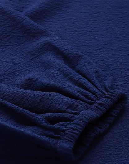 Navy Blue Puff Sleeve Top | Sudathi