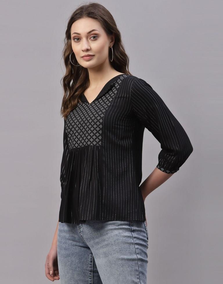 Black Gathered Top | Sudathi