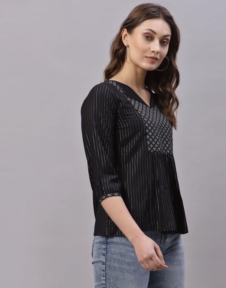 Black Gathered Top | Sudathi