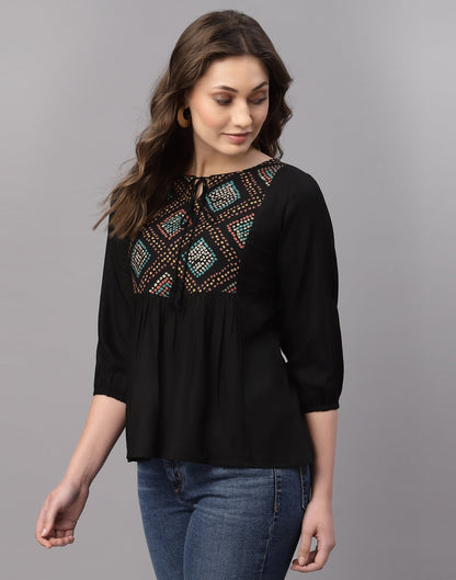 Black Gathered Top | Sudathi