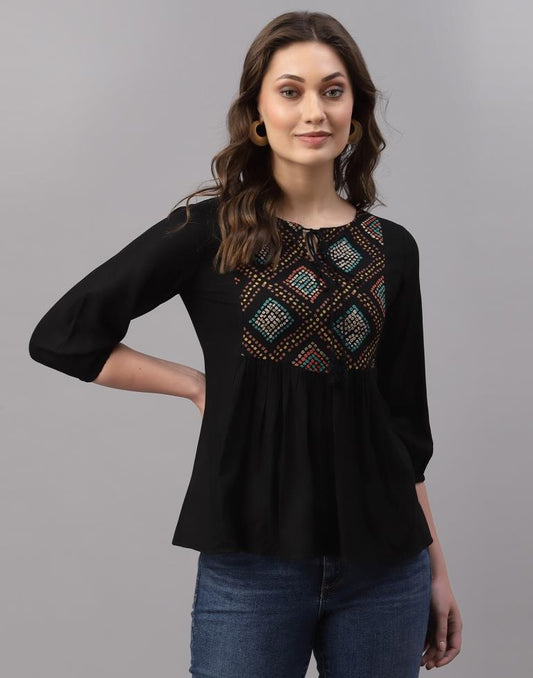 Black Gathered Top | Sudathi